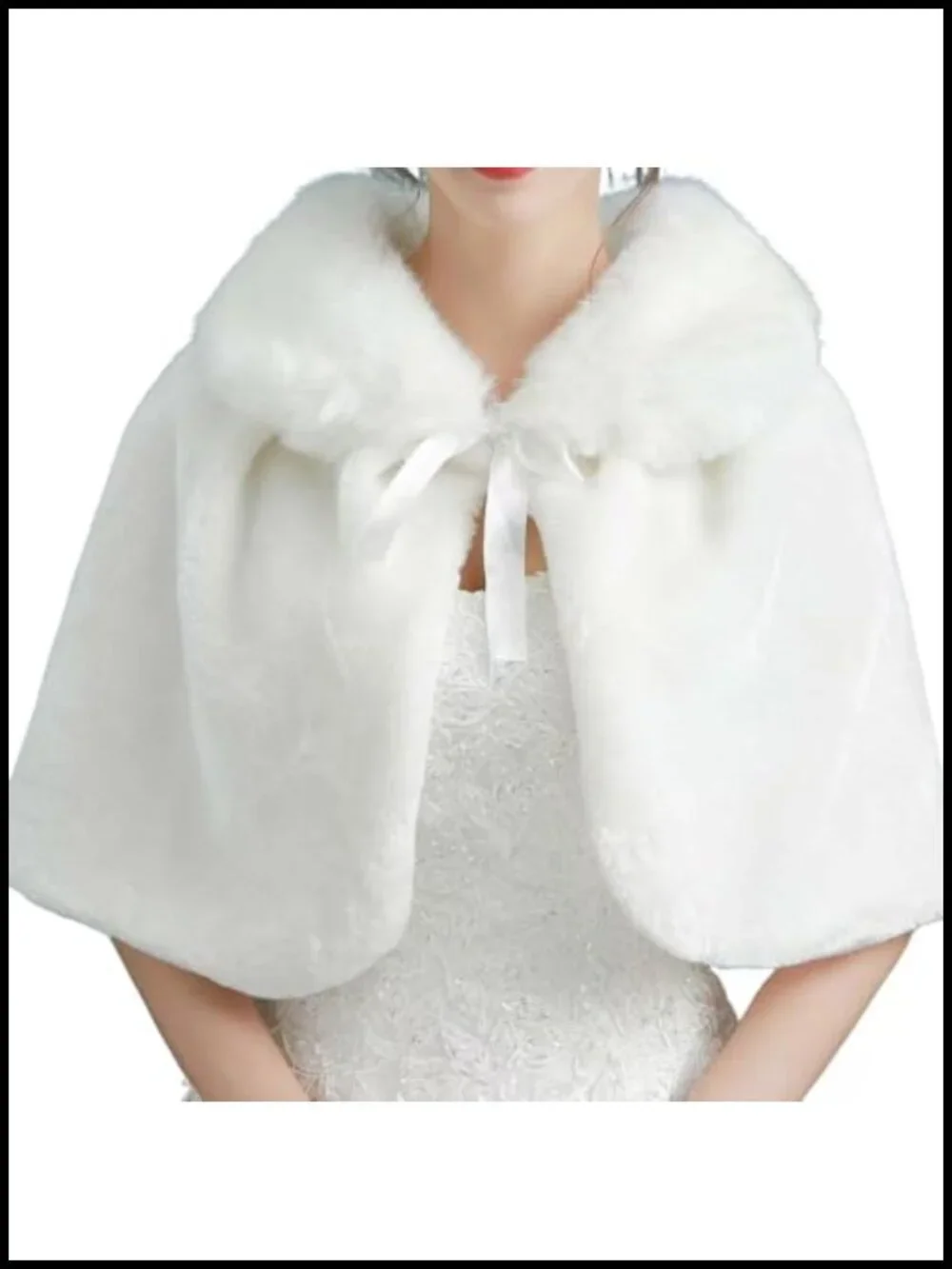 Faux Fur Collar Cape Shawl for Bridal Wedding